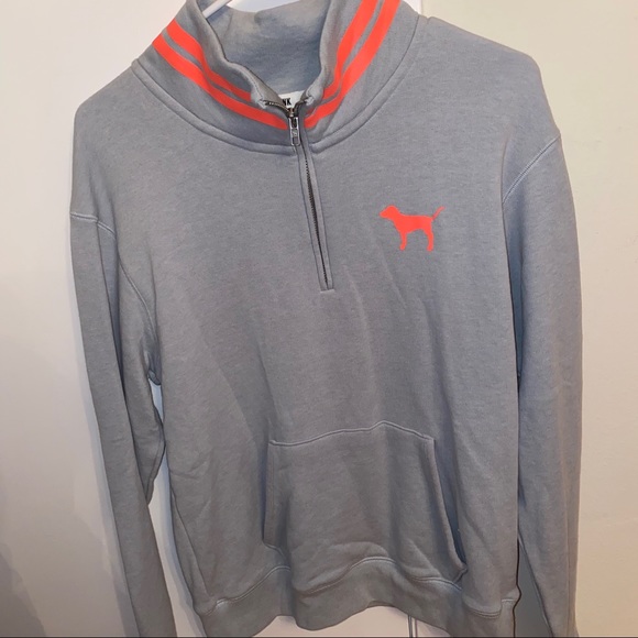 PINK grey half zip pullover - Picture 1 of 2